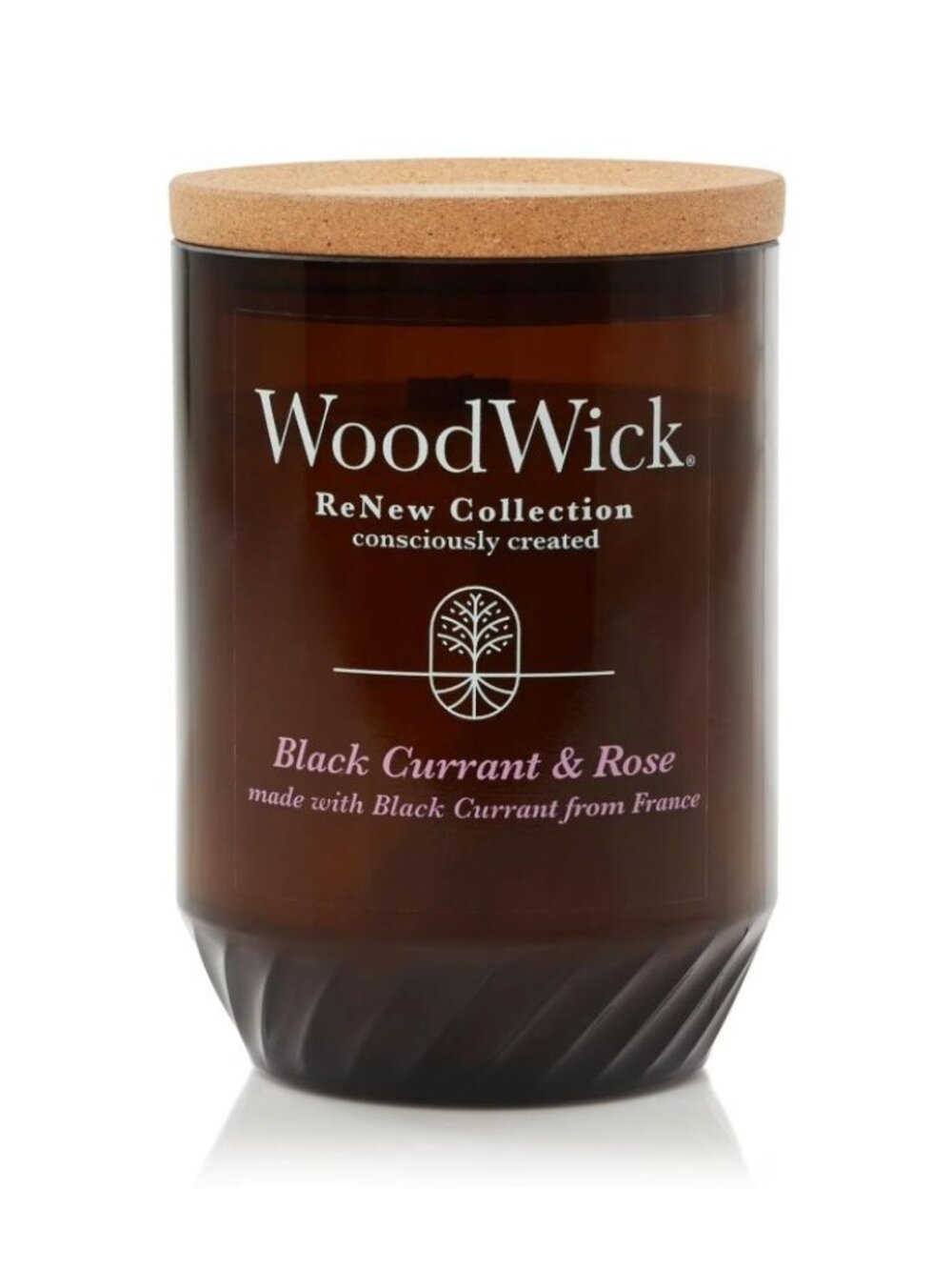 WoodWick ReNew Collection Black Currant & Rose Candle With Cork Lid Consciously